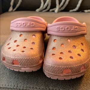 Girls pink sparkly crocs